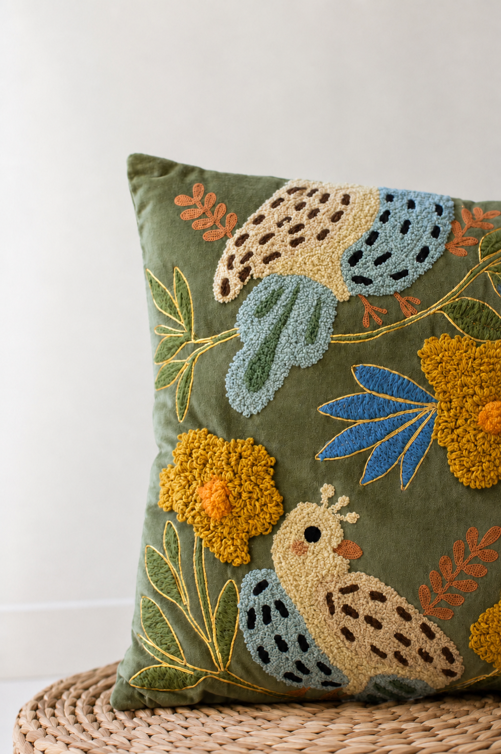 Embroidery Bird Pillows