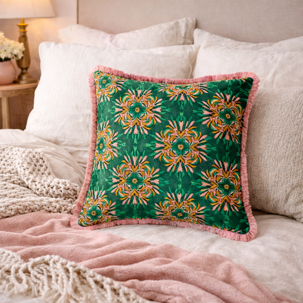 Floral Printed Velvet Pillow