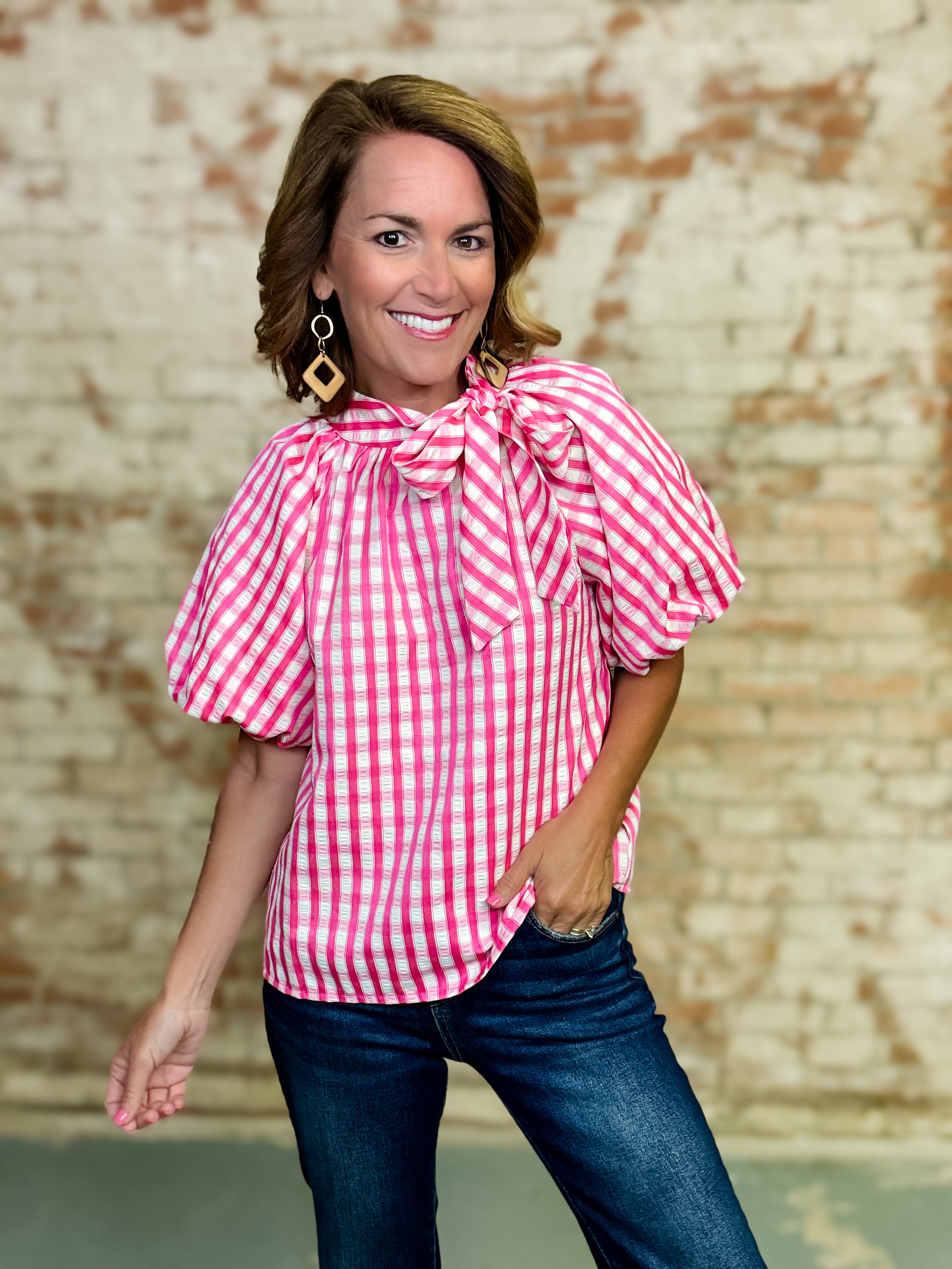 THML Prissy Gingham Top