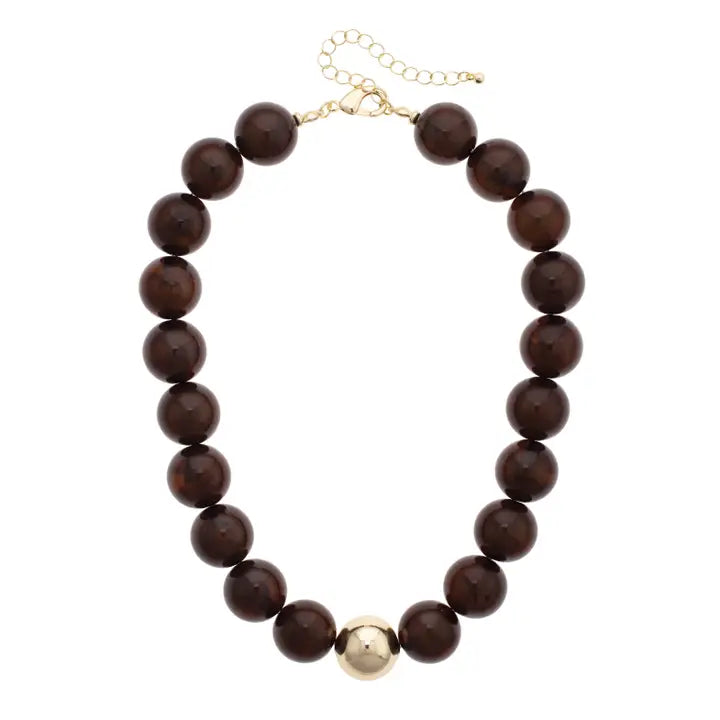 Brown Marjorie Beaded Necklace