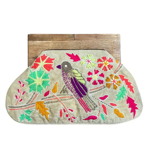 Serenity Embroidery Clutch
