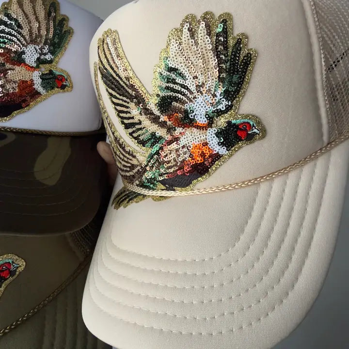 Sequin Pheasant Trucker Hats