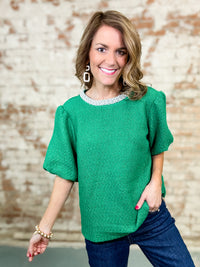 Tessa Pearl Trim Tweed Top