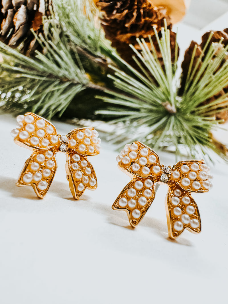 Sloane Mini Pearl Bow Earrings