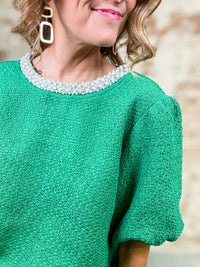 Tessa Pearl Trim Tweed Top