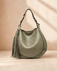 Lt Olive Eloise Large Tassel Hobo Bag