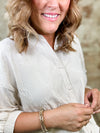 Paris Textured Leaf Button Down Top