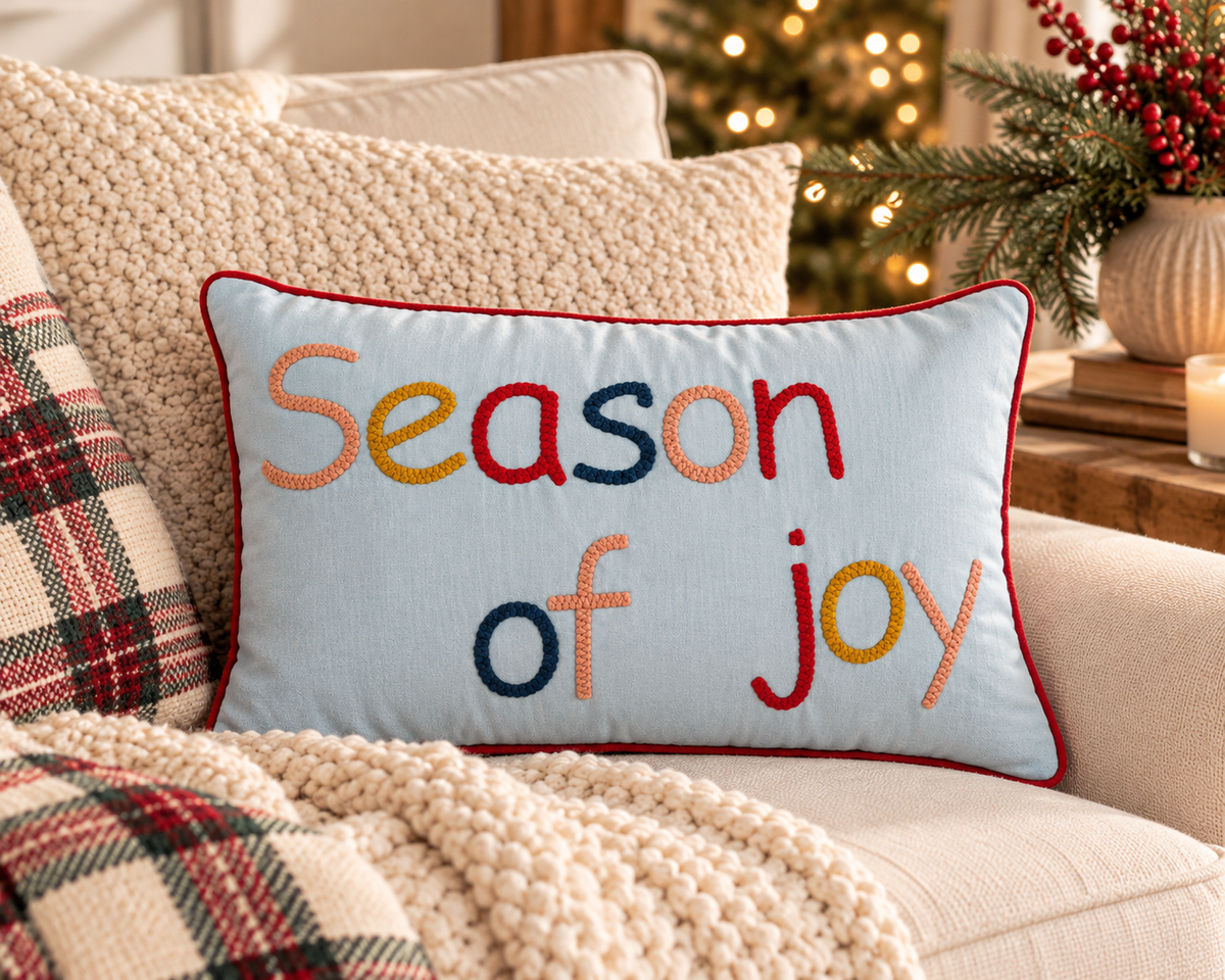Season of Joy Velvet Lumbar Pillow