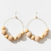 Allison Wood Bead Hoop Earrings