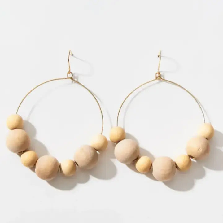 Allison Wood Bead Hoop Earrings