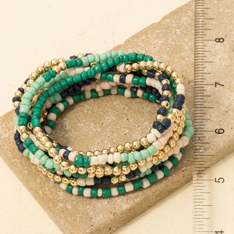 Mixed Mint and Blue Bracelets