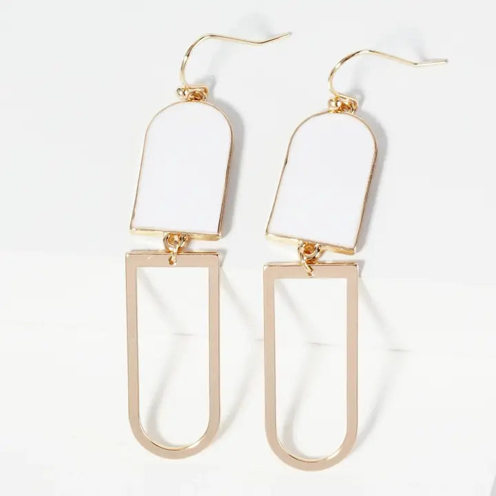 Stacie White Dangle Drop Earrings