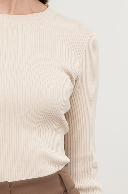 Belle Ribbed Crewneck Knit Top