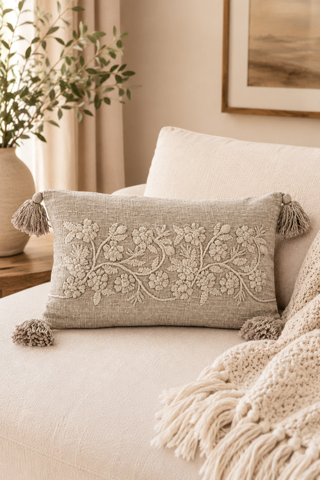 Stonewashed Embroidered Pillow