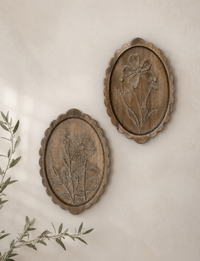Scalloped Wood Botanical Wood Decor
