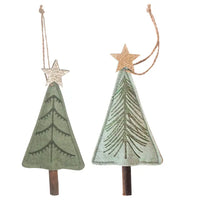 Felted Tree Christmas Ornaments Set of 2