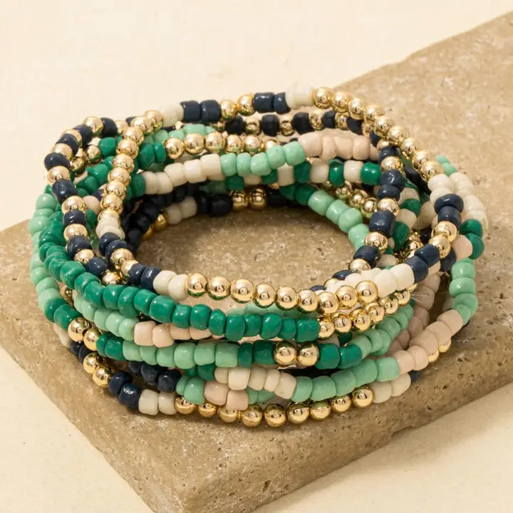 Mixed Mint and Blue Bracelets