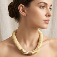 Wooden Disc Beaded Necklace