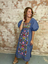 Sister Mary Tina Embroidered Gingham Dress