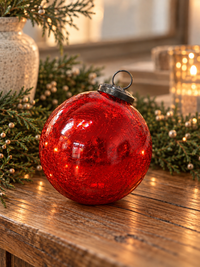 Distressed Christmas Glass Ball Ornament