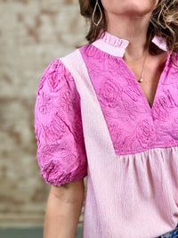 Lois Embroidered Mixed Top