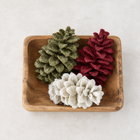 Faux Glitter Pinecone Set