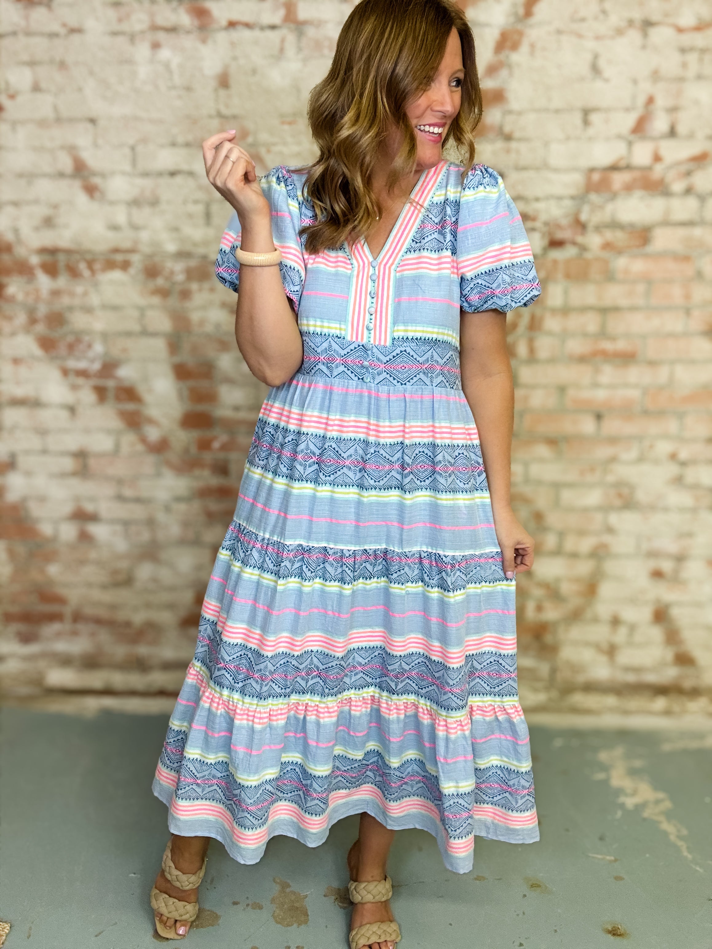 THML Reagan Geo Stripe Dress