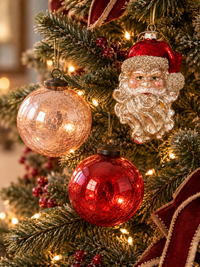 Mercury Glass Santa Head  Ornament