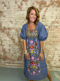 Sister Mary Tina Embroidered Gingham Dress