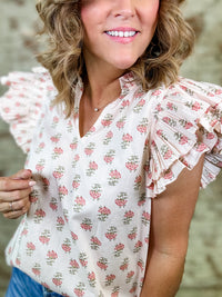 Kayla Floral Flutter Top - FINAL SALE