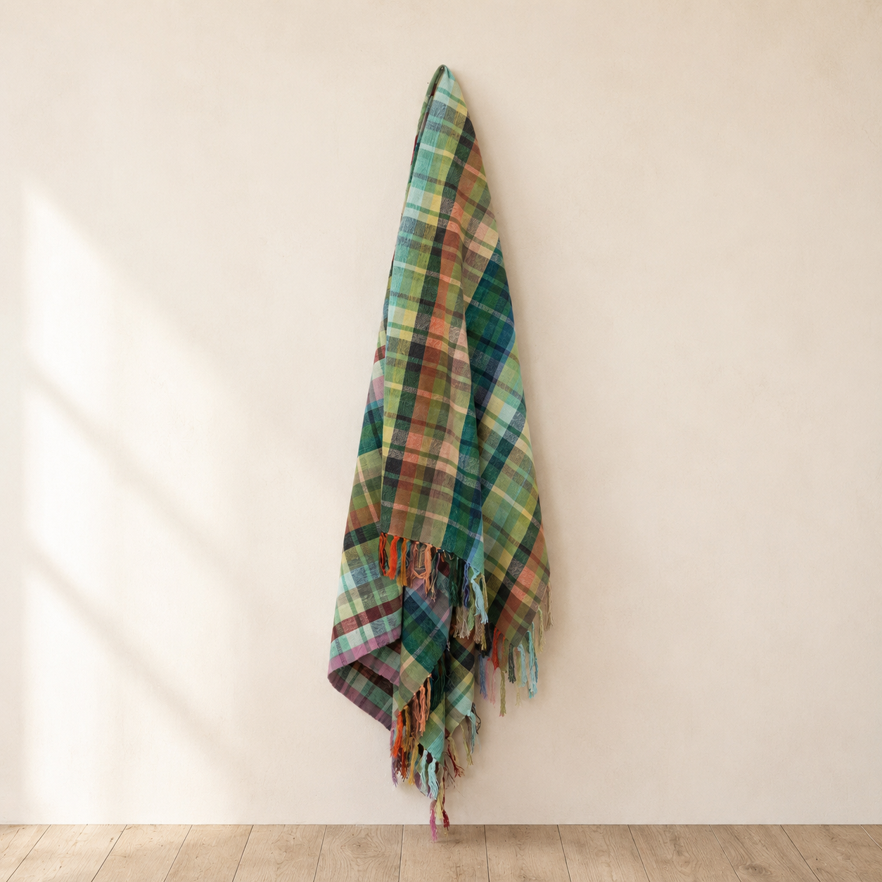 Plaid Woven Fringe Throw