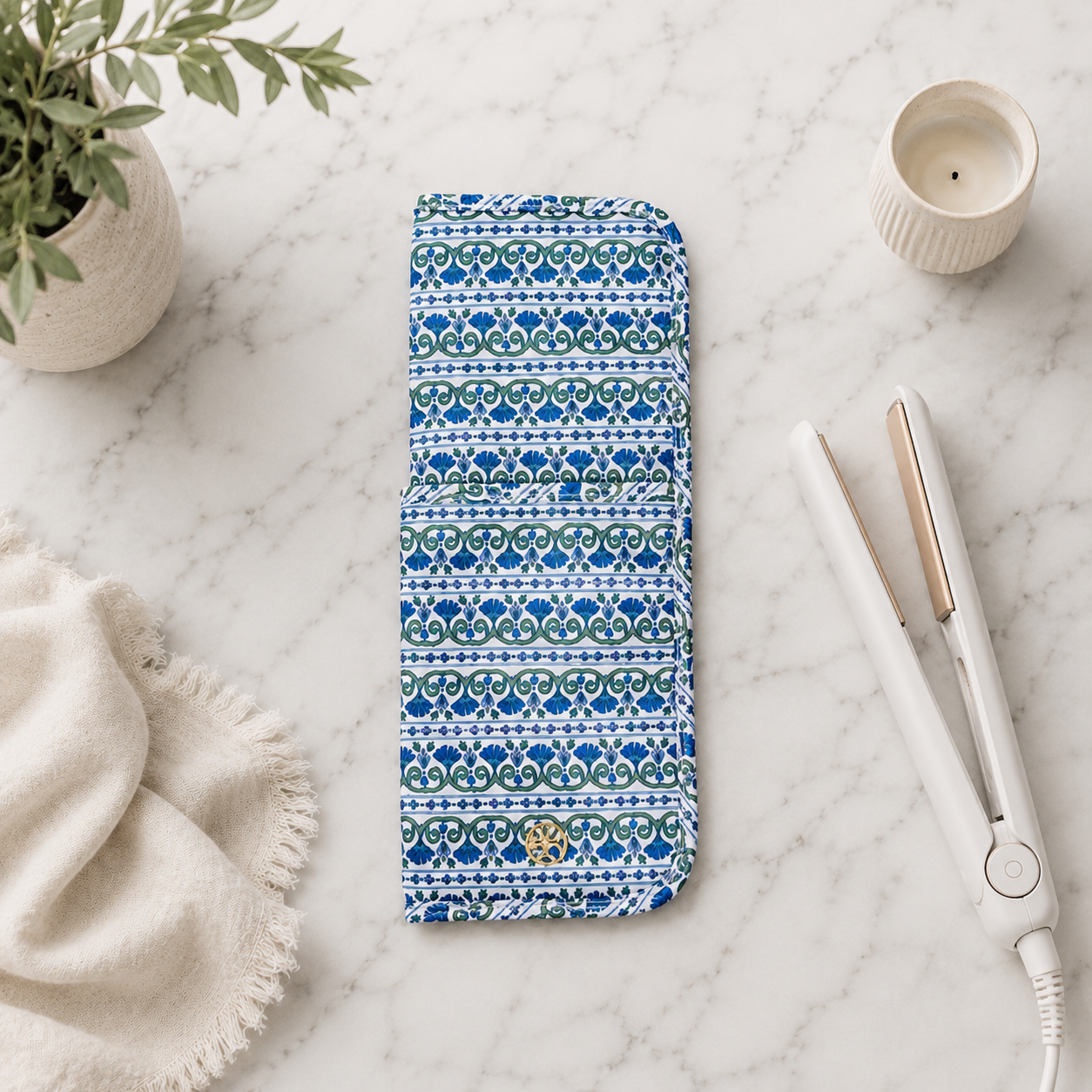 Floral Foulard Navy Hot Tool Cover
