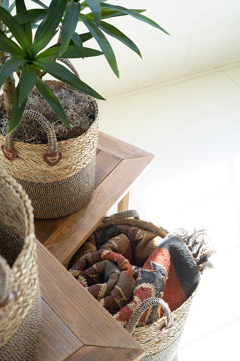 woven seagrass basket for plants Woven Seagrass Baskets Large