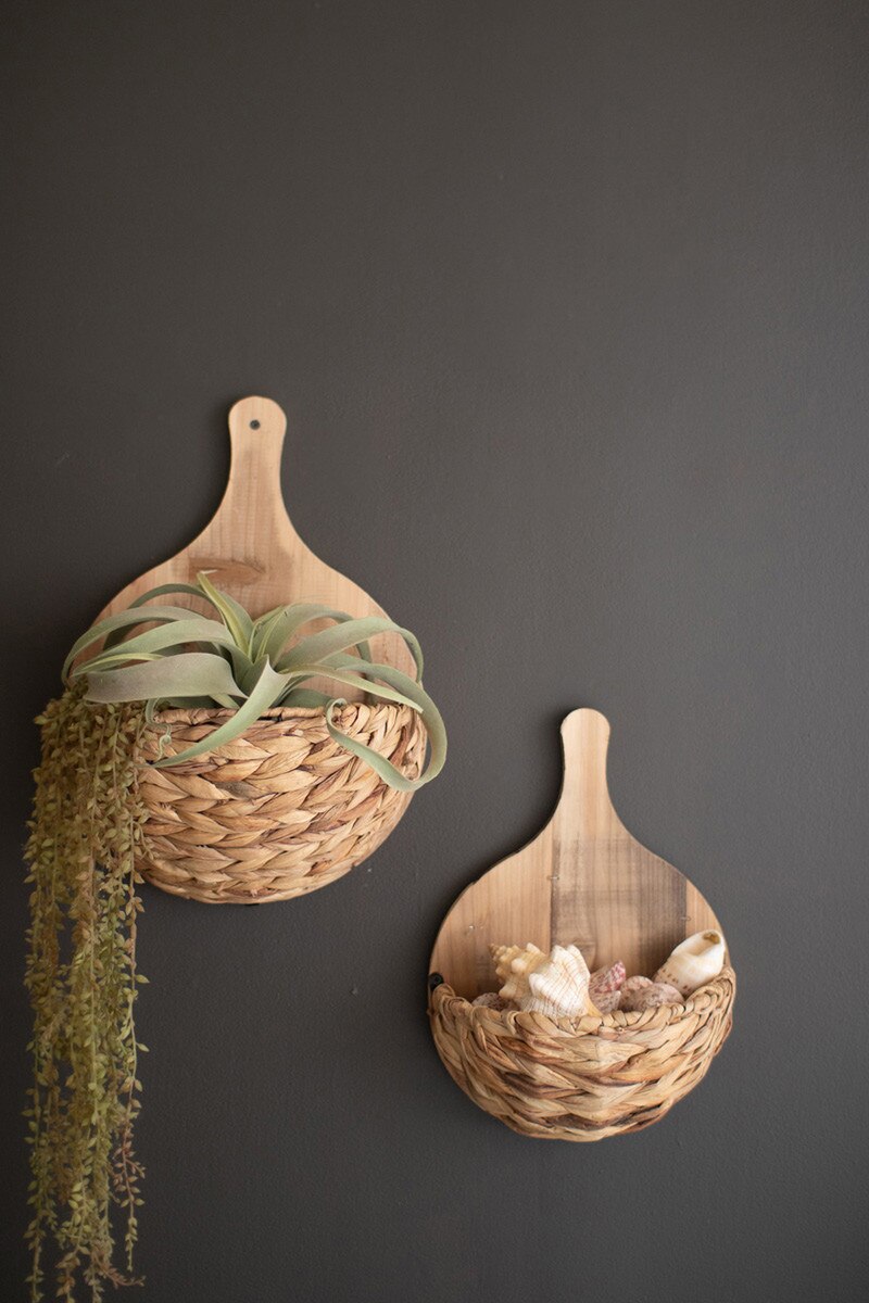 Seagrass and Wood Wall Pocket