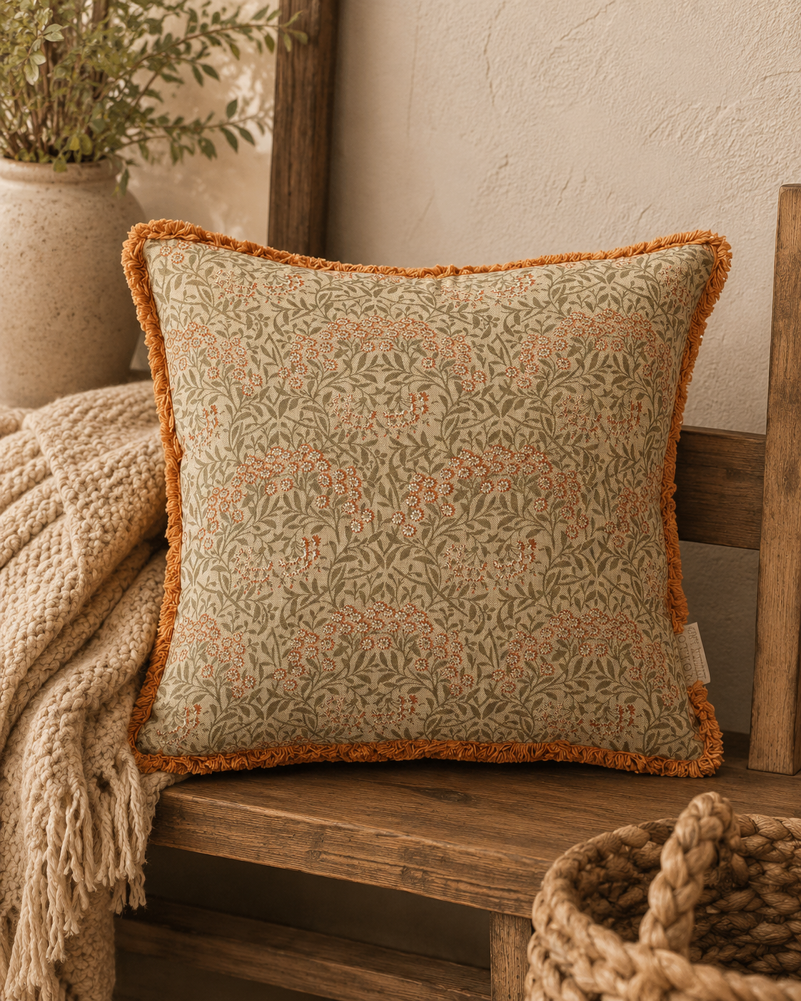 Metallic Floral Pattern Throw Pillow