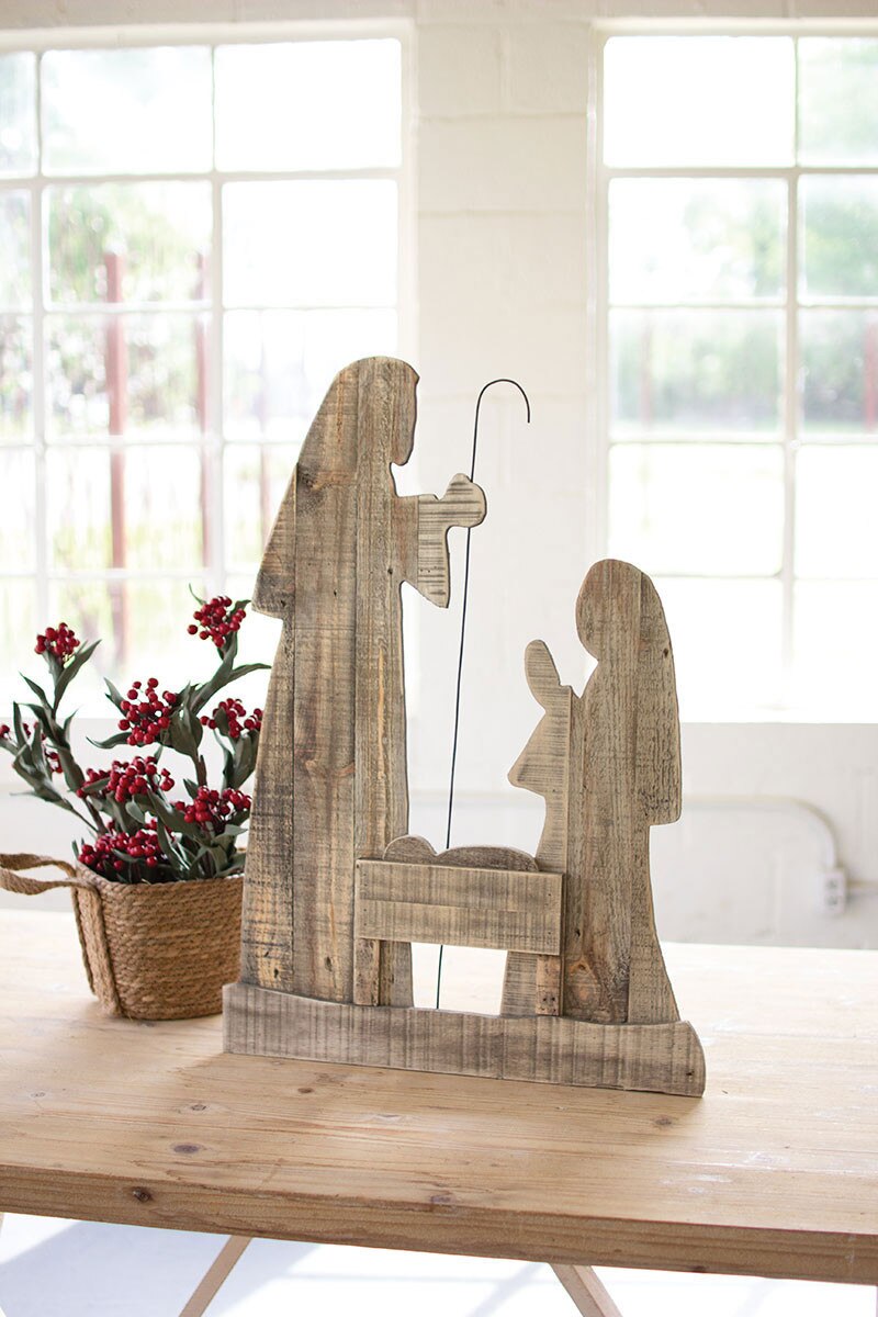 Wood Nativity Display with Stand