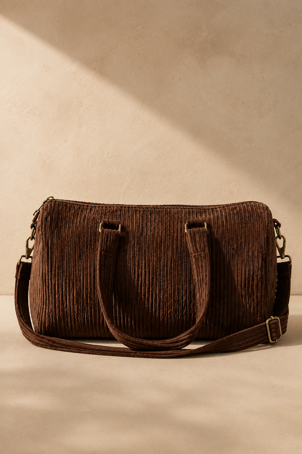 Brown Corduroy Duffel Bag