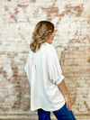 Paris Textured Leaf Button Down Top