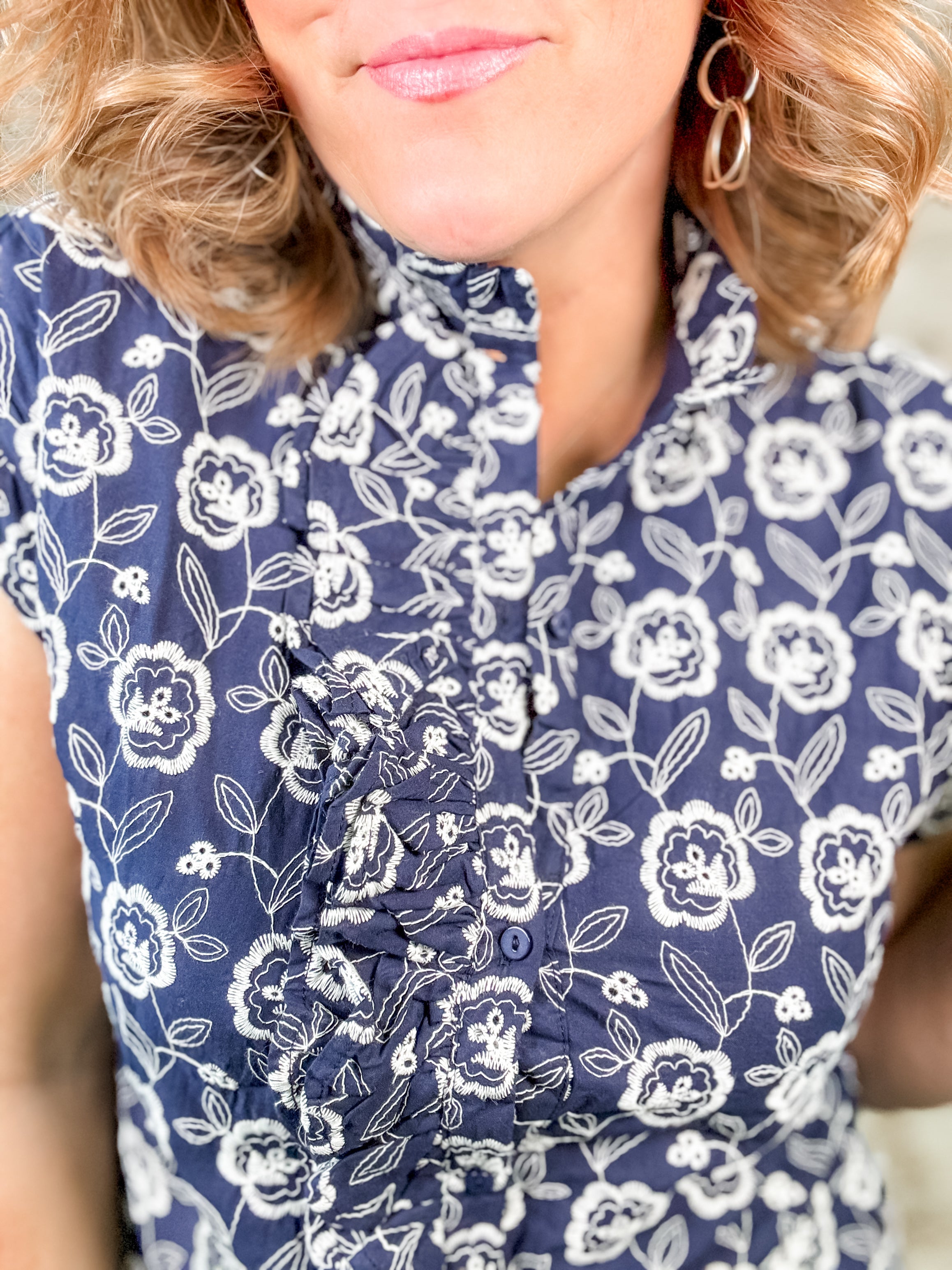 Kline Eyelet Button Up Top - FINAL SALE