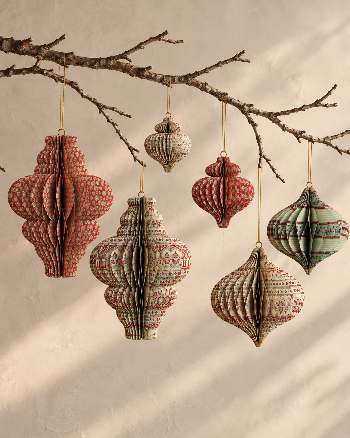Holiday Honeycomb Finial Ornaments