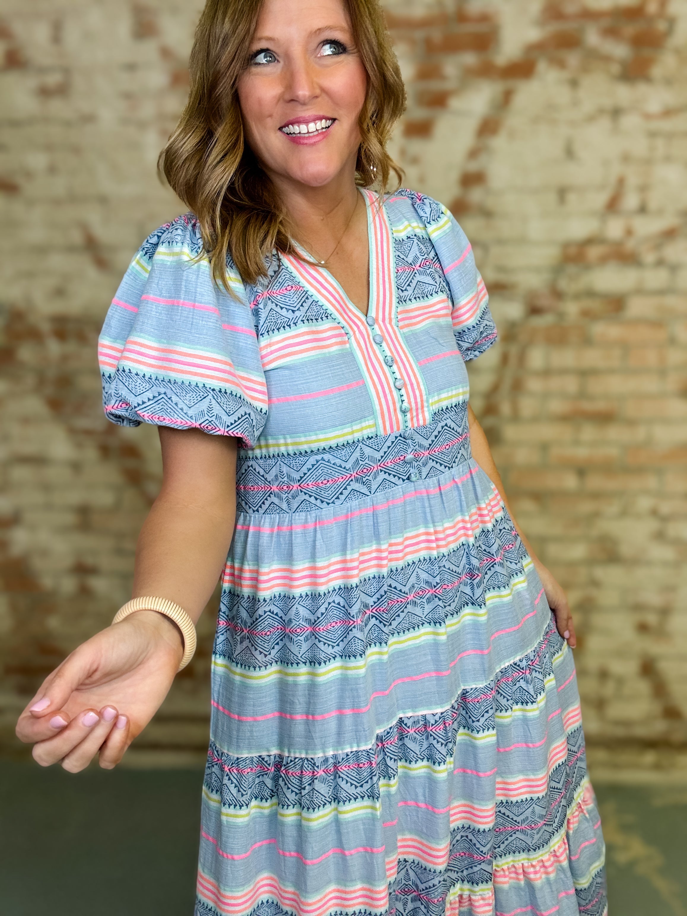 THML Reagan Geo Stripe Dress