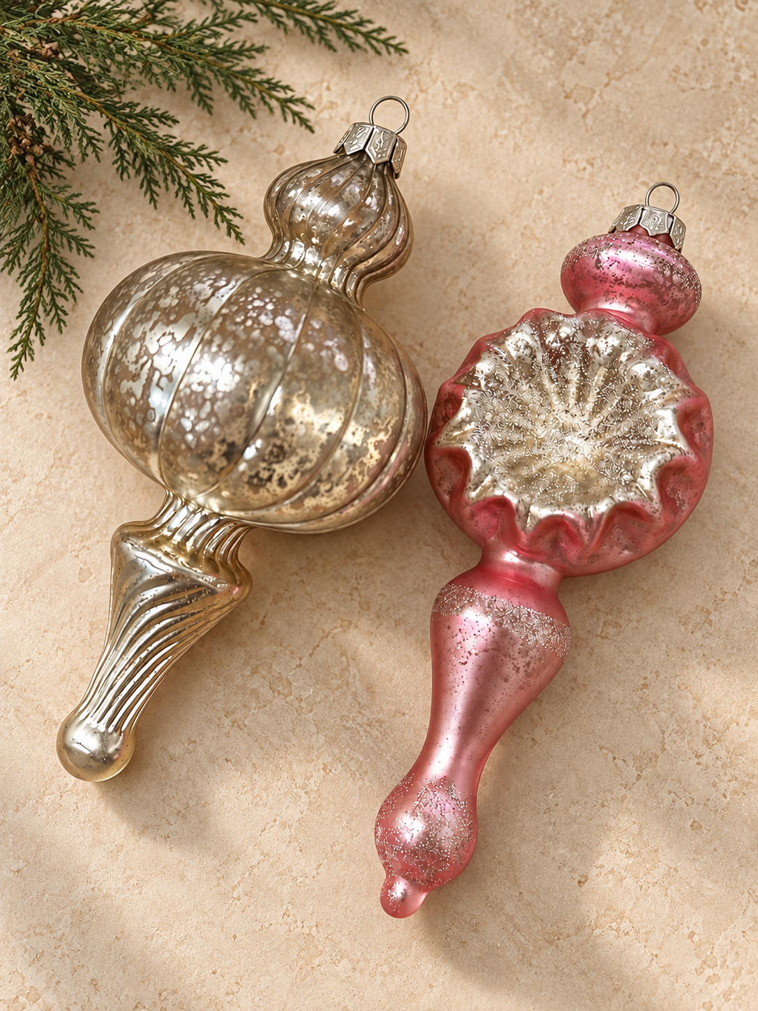 Winter Vintage Glass Ornaments
