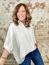 Paris Textured Leaf Button Down Top