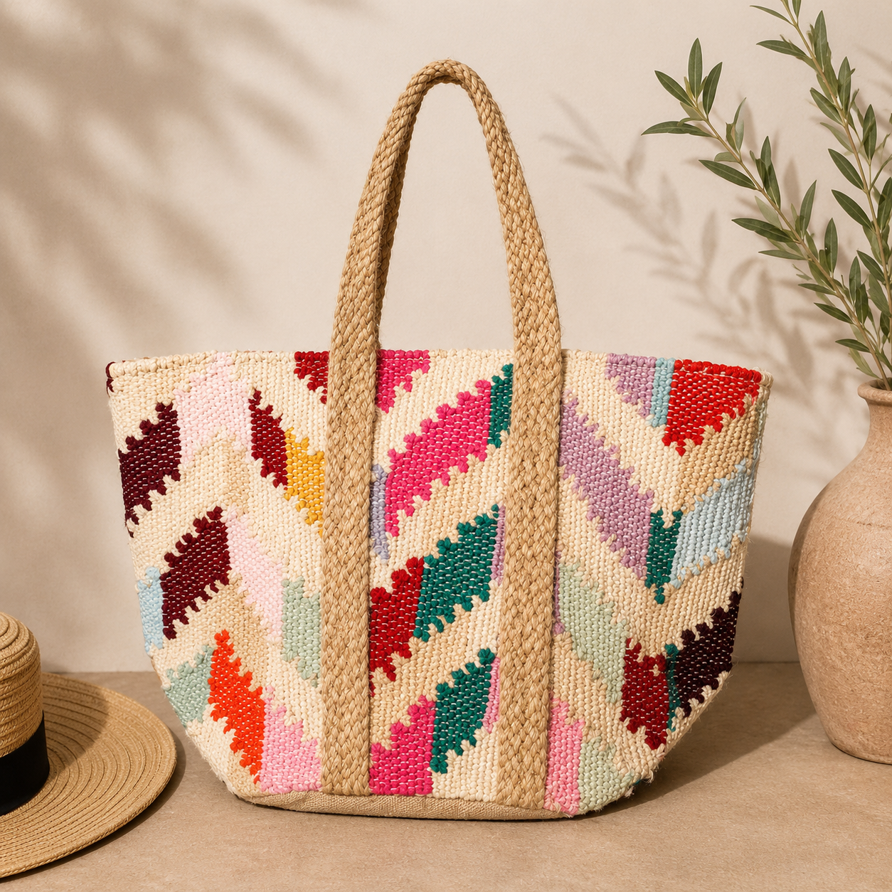 Maia Boho Chevron Tote