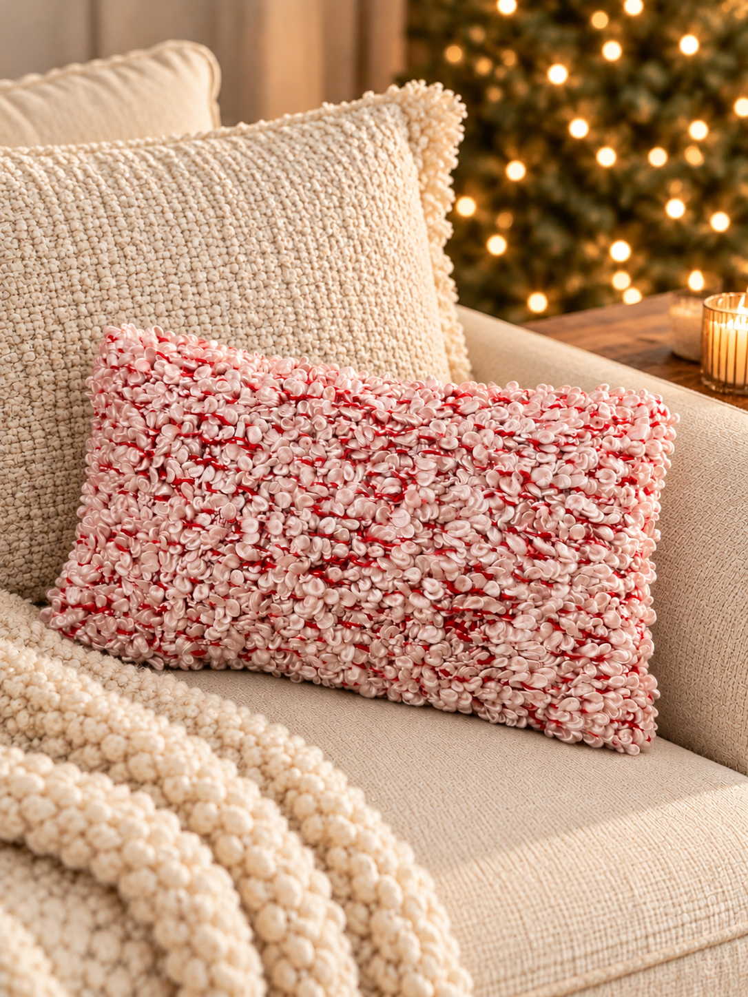 Snowdrop Woven Lumbar Pillow