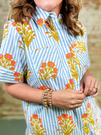 THML Eliana Striped Floral Dress