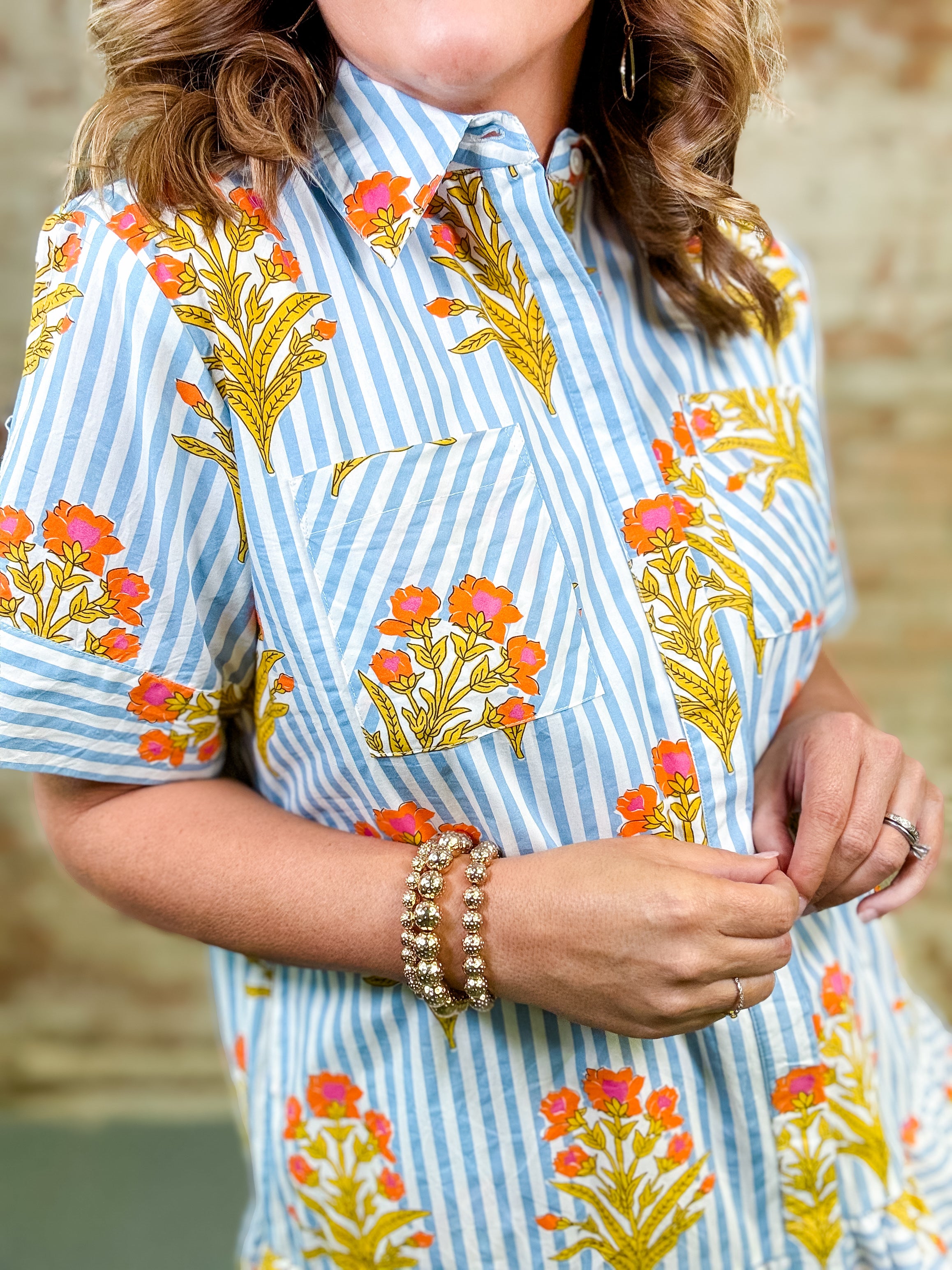 THML Eliana Striped Floral Dress