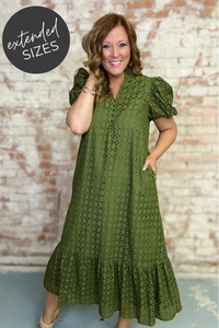 Yolanda Solid Eyelet Dress