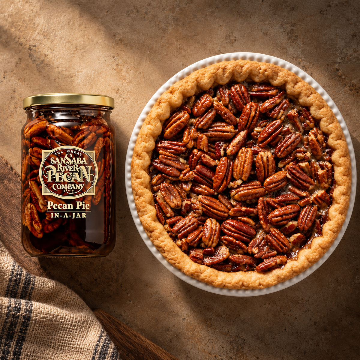 Pecan Pie In-A-Jar | The Great San Saba River Pecan Company