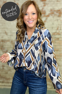 Andrea Abstract Print Top